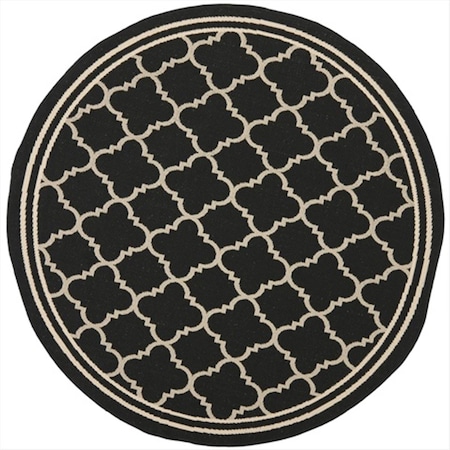 Safavieh 4 Ft. X 4 Ft. Round Indoor-Outdoor Courtyard- Black And Beige- Machine Made Rug CY6918-226-4R